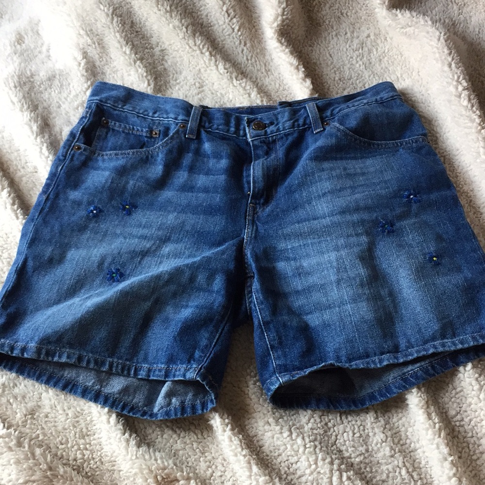 high rise embroidered shorts